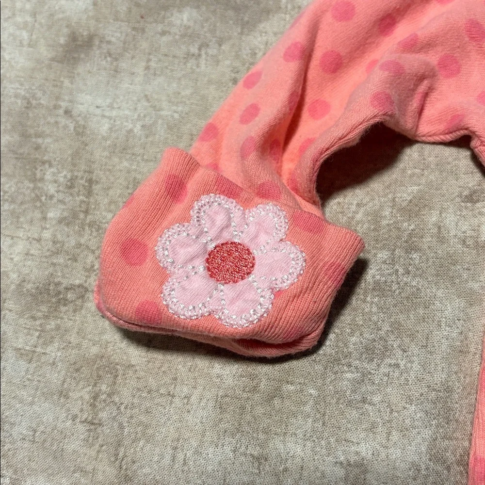 Gerber Coral Baby Gown with Bear and Polka Dots